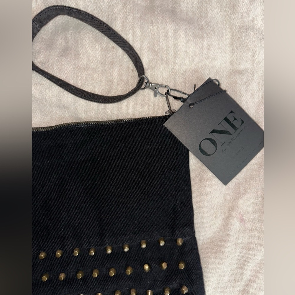 NWT One x OneTeaspoon Vintage Black Denim Studded Wristlet - Picture 5 of 7